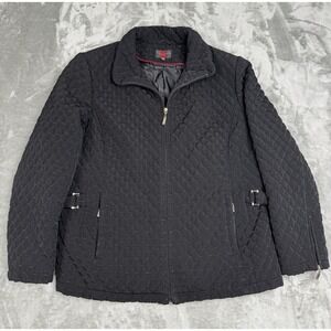 Gallery Woman Black Quilted Jacket Womens 1X Insulated Lined Winter Coat 90s Y2K
